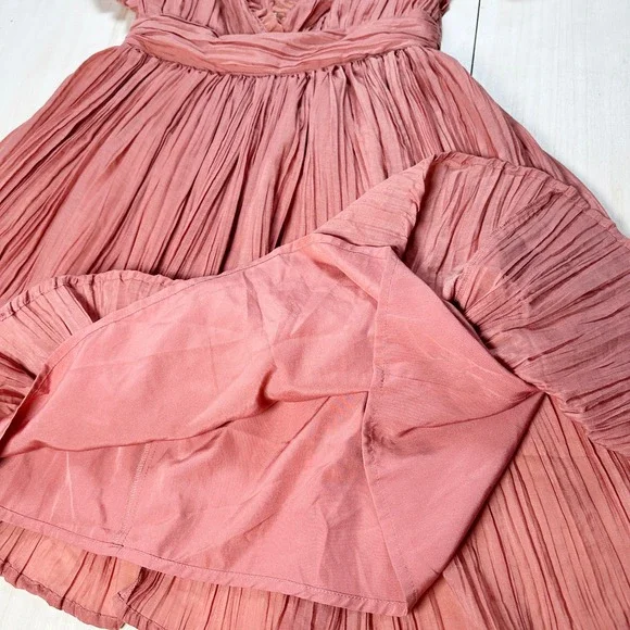 ASOS DESIGN Plisse Mini Dress Puff Sleeve‎ in Rose S Babydoll - Picture 4 of 7